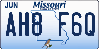 MO license plate AH8F6Q