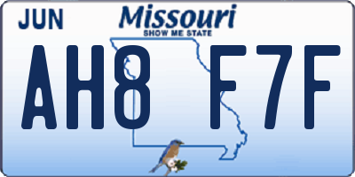MO license plate AH8F7F
