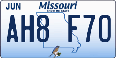 MO license plate AH8F7O