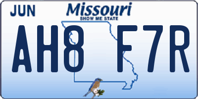 MO license plate AH8F7R