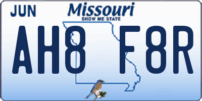 MO license plate AH8F8R
