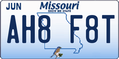 MO license plate AH8F8T