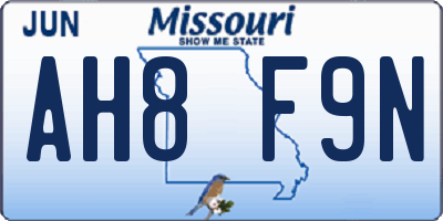 MO license plate AH8F9N