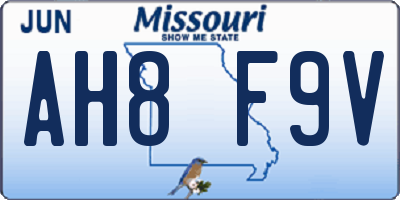 MO license plate AH8F9V