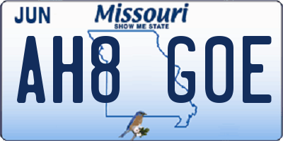 MO license plate AH8G0E