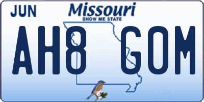 MO license plate AH8G0M