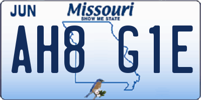 MO license plate AH8G1E