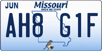 MO license plate AH8G1F