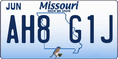MO license plate AH8G1J