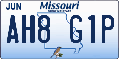 MO license plate AH8G1P