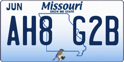 MO license plate AH8G2B