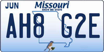MO license plate AH8G2E