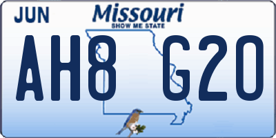 MO license plate AH8G2O