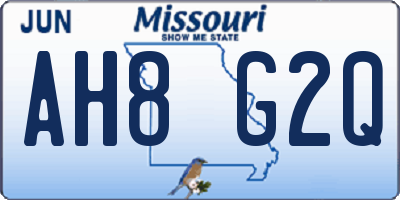 MO license plate AH8G2Q