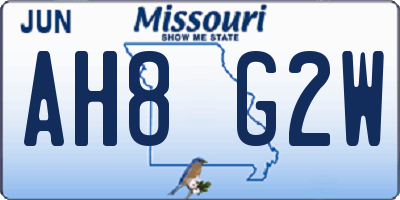 MO license plate AH8G2W