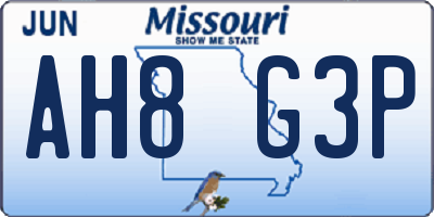MO license plate AH8G3P