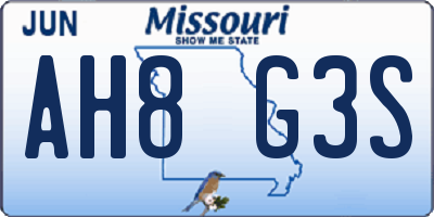 MO license plate AH8G3S