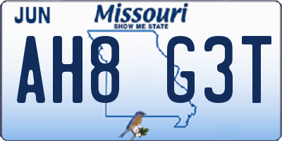 MO license plate AH8G3T