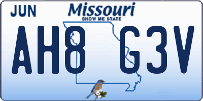 MO license plate AH8G3V