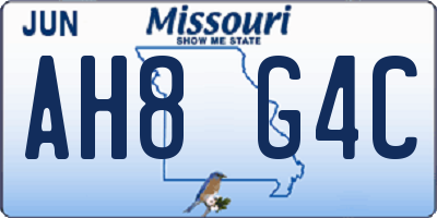 MO license plate AH8G4C