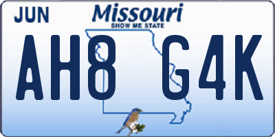 MO license plate AH8G4K