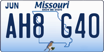 MO license plate AH8G4O