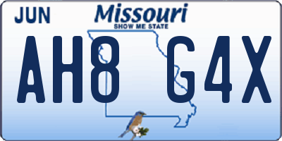 MO license plate AH8G4X