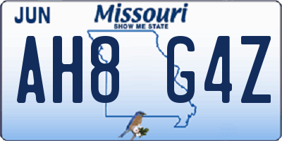 MO license plate AH8G4Z