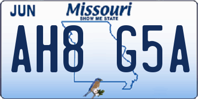 MO license plate AH8G5A