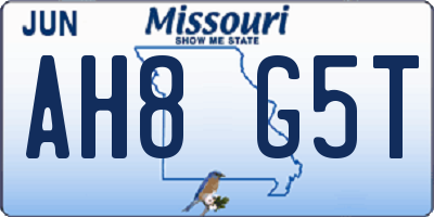 MO license plate AH8G5T