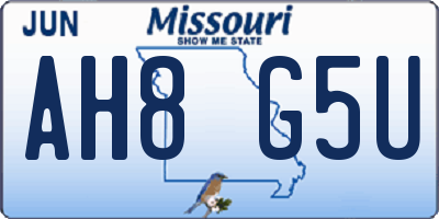 MO license plate AH8G5U