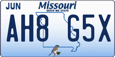 MO license plate AH8G5X