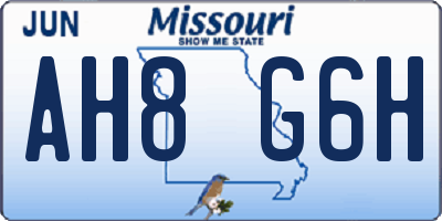 MO license plate AH8G6H