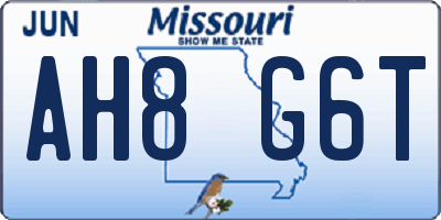MO license plate AH8G6T