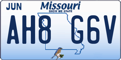 MO license plate AH8G6V