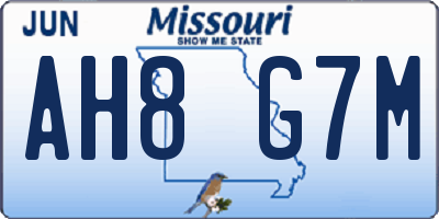 MO license plate AH8G7M