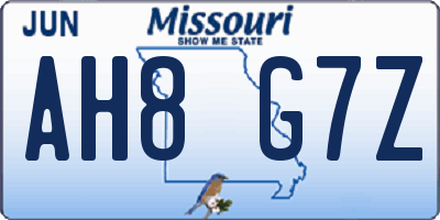 MO license plate AH8G7Z