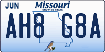 MO license plate AH8G8A
