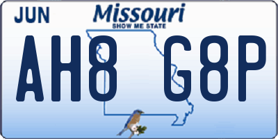 MO license plate AH8G8P