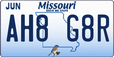 MO license plate AH8G8R