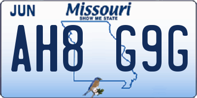MO license plate AH8G9G