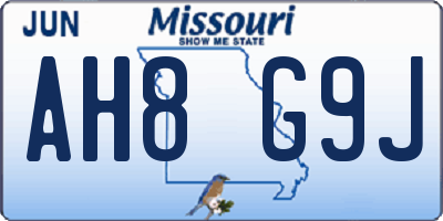 MO license plate AH8G9J