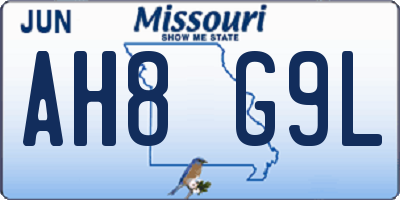 MO license plate AH8G9L