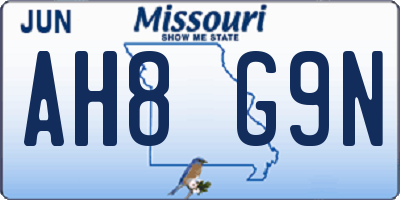 MO license plate AH8G9N