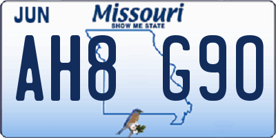MO license plate AH8G9O