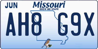 MO license plate AH8G9X