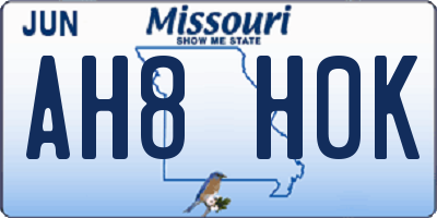 MO license plate AH8H0K
