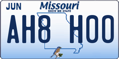 MO license plate AH8H0O