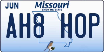 MO license plate AH8H0P