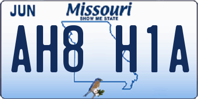MO license plate AH8H1A